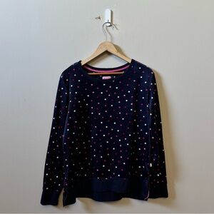 Kate Spade fuzzy navy blue polka dot loungewear long sleeve top - Large